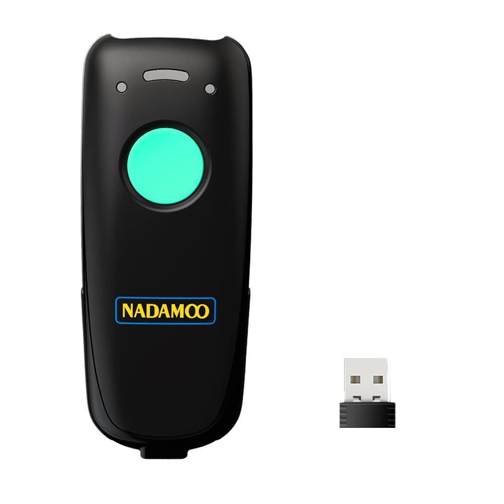 NADAMOO Wireless Barcode Scanner Compatible with Bluetooth Function, 2.4G Wireless & Wired 3-in-1 Bar Code Scanner Portable USB CCD Reader, Work with iPhone iPad Android Windows Mac OS - Light Blue