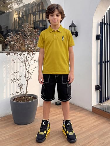 Image of Li'l Tomatoes Boys Sports Polo T-Shirt Polyester Casual Summer Tee | inchGolf Player inch Printed Collar Neck T-Shirt | Lightweight & Breathable Half Sleeve Sports Wear | Stylish Polo Tee | 9-16 Years