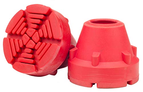 SureTip RED Crutch Tips & Cane Tip (Pair of 2) – 1 Size Fits All 3/4" 7/8” Inch - Extreme Grip Heavy Duty Universal Sizing Crutches Shafts Longest Lasting High Performance Rubber Non-Slip