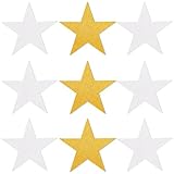 SOFPLATE 60 Stück Ausgeschnittene Papiersterne In Sternform 5.3(1) cm Silber Golden Bedruckt Glänzender Glitzer Schimmernde Kunst Konfetti Ausschnitt Für Heimwerker Pinnwand Klassenzimmer