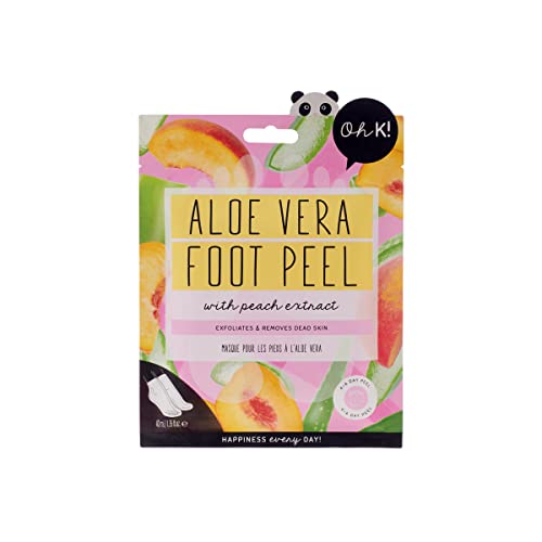 Oh K! Aloe Vera Foot Socks, for Dry Hard Skin Aloe Vera Scent, Vegan and Cruelty Free, 65g, Clear