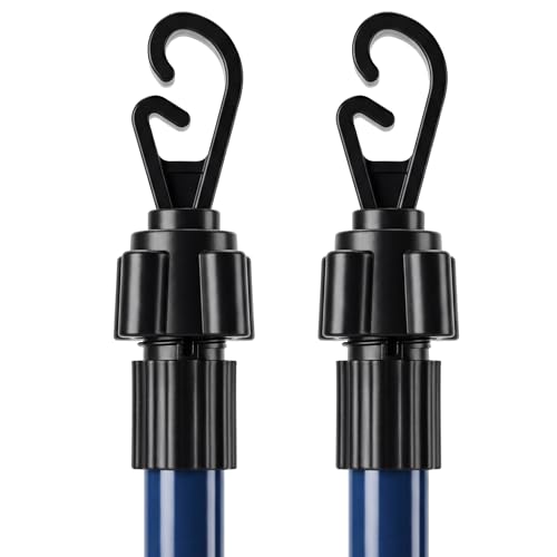 2.4M Telescopic Washing Line Prop Pole Metal Clotheslines Heavy Duty Home Garden Laundry Support Drying Line Poles Dry Clothes Drying Airer Washing Pole Extenedable to 2.4M Blue Pack of 2