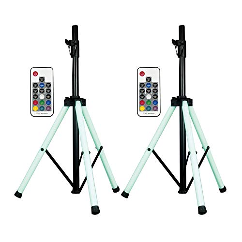 2 MR DJ Universal Color Stand LED Speaker Stand w LED Lighting and IR Control