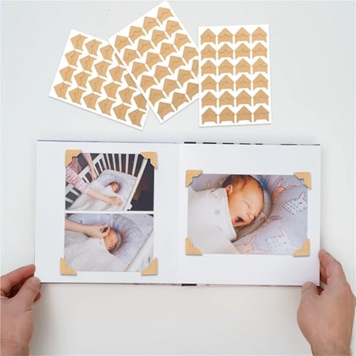 Esquinas de fotos autoadhesivas Gwyzax de 48 hojas para proteger fotos en álbumes 4