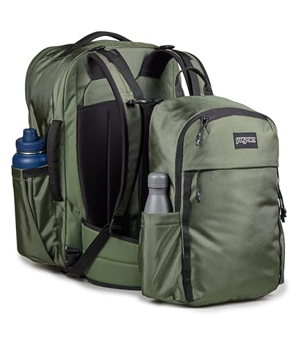 JanSport Venture Pack System – Travel Pack With Large Main Compartment, 4 Water Bottle Pockets, Adjustable Torso Length, Perimeter Wireframe Suspension, Tuck-Away Straps, Padded Hip Belt, Cargo Green2