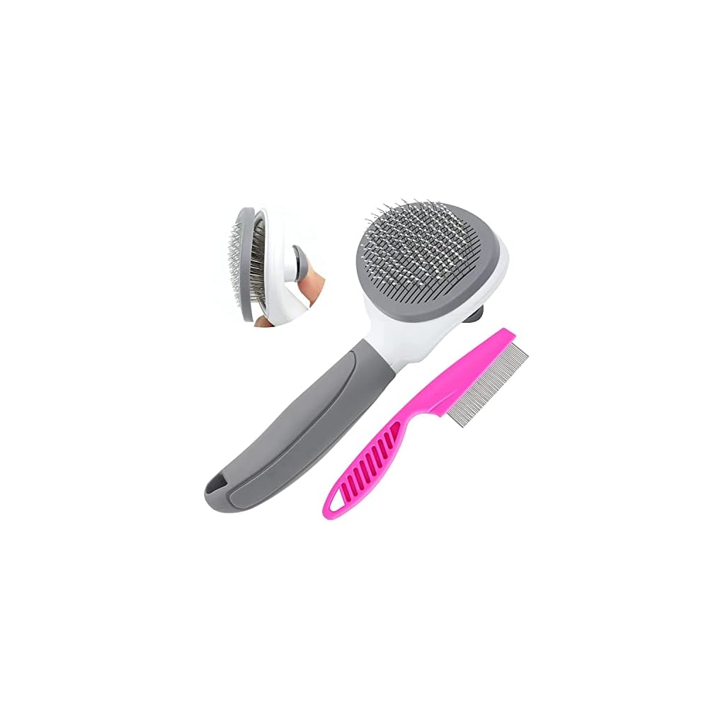Cat-Brush-for-Shedding-and-Grooming-Pet-Self-Cleaning-Slicker-Brush-with-Cat-Hair-Comb-by-KALAMANDA