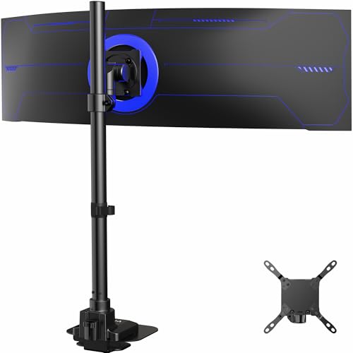 Image of VIVO Single Ultra-Wide Monitor Desk Mount for up to 57 inch Ultrawide Screens, Extra Tall Heavy Duty Adjustable Stand Holds 59.4 lbs, Black, STAND-V157R