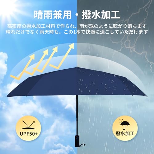 【2026新版 段階収納】 日傘 折りたたみ傘 【現役医師監修 JIS認証済】 UVカット 100遮光 遮熱 ワンタッチ自動開閉 8本骨 晴雨兼用 紫外線遮断 日焼け防止 耐風頑丈 梅雨対策 携帯便利 コンパクト 収納ポーチ付き レディース メンズ 母の日 父の日 プレゼント（ネイビー） [2]