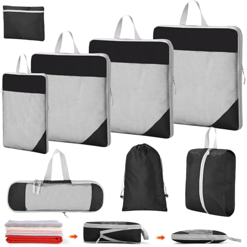Kleidertaschen Set 8 St&uuml;ck packtaschen Kompression Packw&uuml;rfel Set mit W&auml;schesack Schuhbeutel f&uuml;r Trolley Koffer Und Rucksack,reise organizer,Koffer Organizer auf Travel