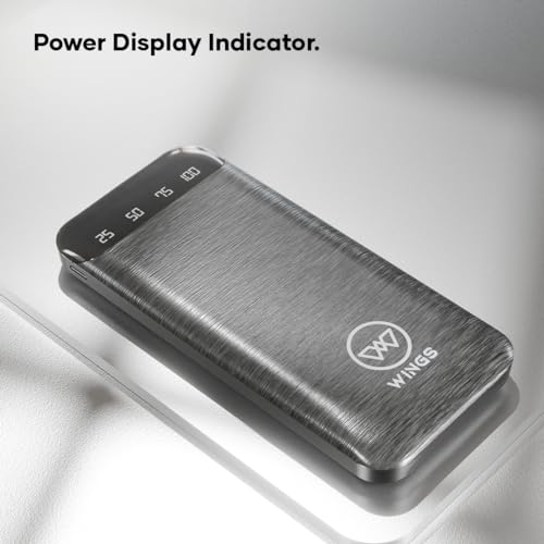 Image of Wings Power Boost 10000mAh Powerbank with 12W Fast Charging, Dual Output, Li-Polymer, Multi- Protection Powerbank for iPhone, Android & Other Devices, Made in India