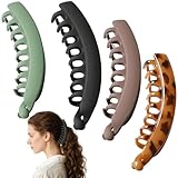 Banana Clip, 4 Stück Bananen Haarspangen Damen Groß Bananen Haarspange Vintage Bananenspange Pferdeschwanz Haarklammer Dickes Haar Haarspangen Damen, Haarklammer Groß