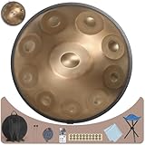 Hand Drum 22 Inches D Minor Kurd, 432Hz 10 Notes Handdrum Instrument, Premium Steel Hand Drum for Adults(22 Inch 432Hz Gold)