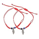 Hoement 2 piezas Pulsera Turco Ajustable para Hombre y Mujer Conjunto de Pulseras Trenzadas de Hilo con Amuleto Protección y Buena Suerte Diseño Minimalista y Ligero para Diario y