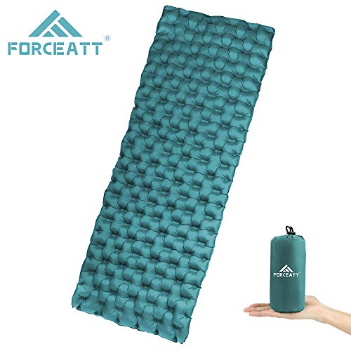 Forceatt Inflatable Sleeping Mat Ultralight Camping Mattress Waterproof and Tear Resistant, Convenient small Package Size Sleeping mat, Single Bed Portable Air Pad for Trekking Backpacking