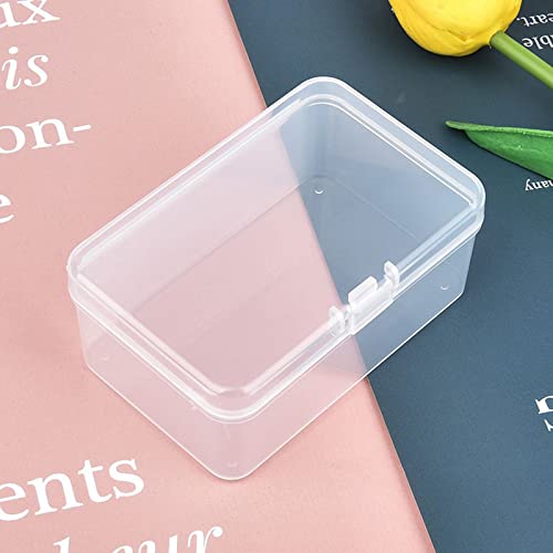 Image of 20 Pack Rectangular Mini Clear Plastic Storage Containers | Hinged Lid, For Beads and Small Craft Items, 3.35 x 2.17 x 1.38 inch