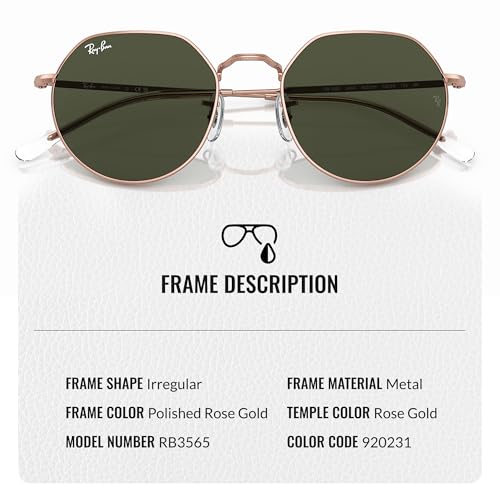 Ray-Ban RB3565 JACK ROSE GOLD Square-Round Shaped Sunglasses for Men & Women with Official RAYBAN Eyewear Kit3
