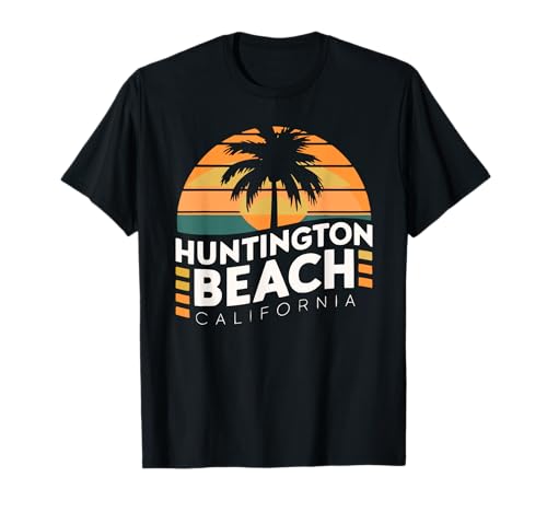 Surf Huntington Beach, Californie, Palm Tree, côte ouest de la Californie T-Shirt