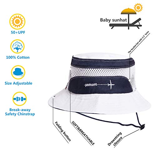 Baby Sun Hat Toddler Sun Hat Kids Breathable Bucket Sun Protection Hat | Adjustable, Stay-On Chin-Strap, Summer Play (Light White, 2-4 Years (20.5")) #TOP4