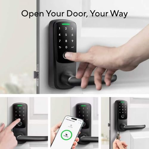 Image of ULTRALOQ Latch 5 Smart Lock, World's First WiFi Smart Lever Lock, Auto-Lock, Touchscreen Digital Keypad, Fingerprint Door Handle for Home Front Door, Rental, Office, App Remote Control, Black