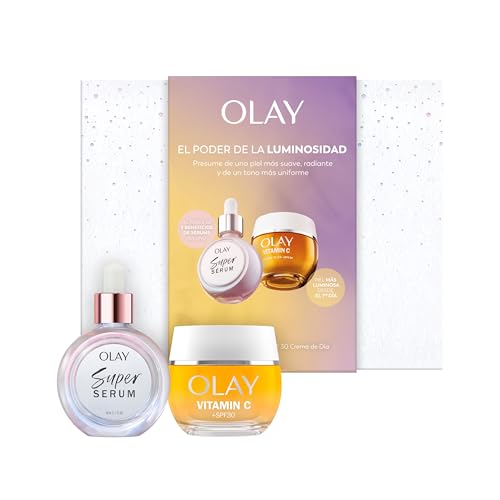 PACK ESPECIAL: Olay Vitamin C Crema De Día Hidratante Con SPF 30, 50ml y Olay Super Sérum, Sérum Facial Hidratante, 30 ml. Para Una Piel Luminosa