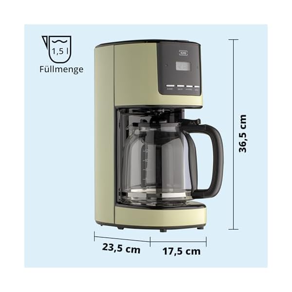 KHG Kaffeeautomat Grau Glas 17,5cm B x 36,5cm H automatische Abschaltung nach ca.30 Minuten,Kanne und Filterhalter spülmaschinengeeignet,Einschaltbar – Bild 4