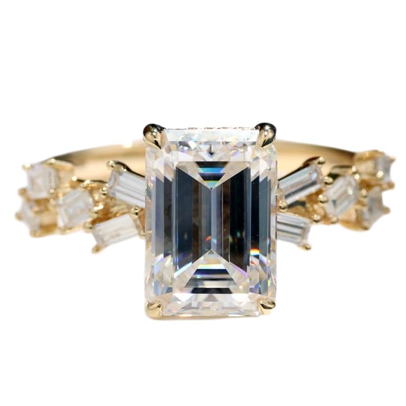 Bague large argent 925 femme avec grosse pierre CZ et anneau plaqué or