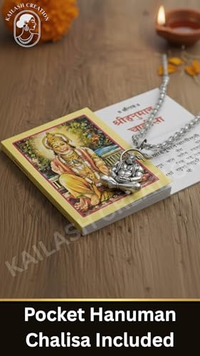Image of Unisex Stainless Steel Silver Hanuman Ji Pendant Necklace - Lord Mahabali, Meditation Pose, Gada Design, Bajrang Bali, Veer Hanuman & Devotional Face Locket with 24 Inch Chain for Men & Women