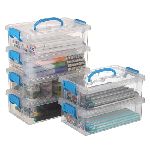 Reviews de Cajas de Plastico Chedraui que Puedes Comprar On-line. 50 BTSKY - Paquete de 6 cajas grandes apilables con asas, estuche transparente con tapas de cierre y cierre, caja de lápices de plástico, caja organizadora de papelería, ideal para...