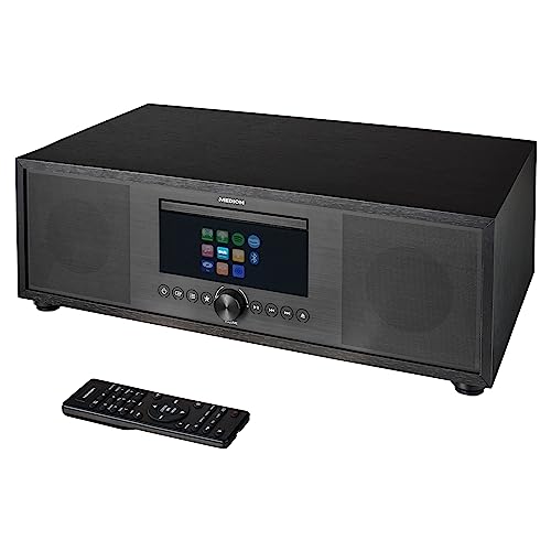 MEDION P66400 All in One Audio System (Internetradio, DAB+, CD/MP3-Player, Spotify Connect, Amazon Music, PLL UKW Radio, USB, AUX, Kompaktanlage, Subwoofer Weckfunktion