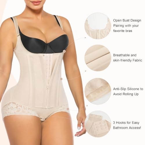 Image of SHAPERX Women's Fajas Colombianas Tummy Control Shapewear Body Shaper with Steel Boned Support