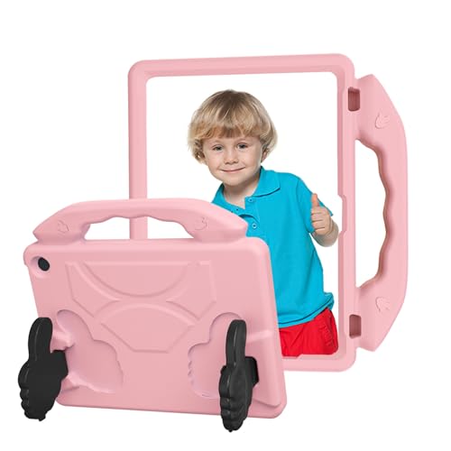 Étui pour Tablette HD 10 pour enfants, coque rose légère antichoc avec support