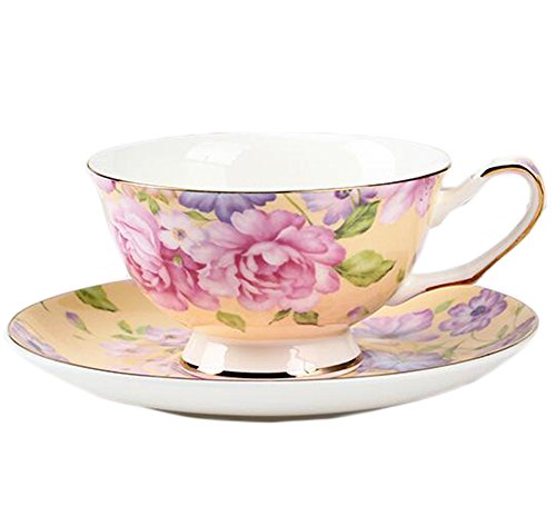 ufengke European Bone China Coffee Cup, Afternoon Tea Coffee Cup with Saucer, Ceramic