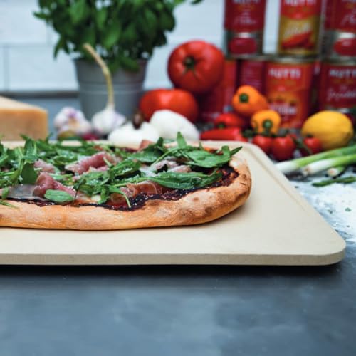 Boska Pizzastein Deluxe Rechteckig/Für den Backofen und der Grill/Pizzen in Steinofenqualität/Schöner erhöhter Rand/Cordierit / 32x40 cm