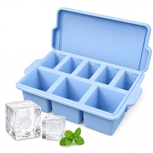 Bandeja de hielo de silicona con tapa azul miniatura 1