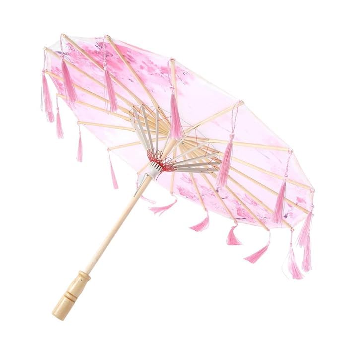 Silk Umbrella, Exquisite Colorful Small Chinese Style Dance Umbrella with Tassel-image-43