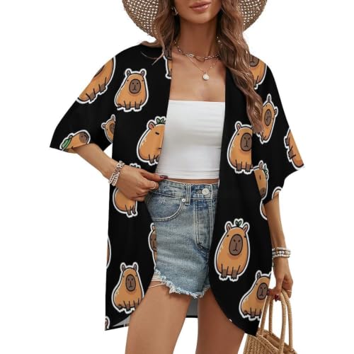 Women's 2026 Cozy Style Capybaras Open Front Layering Cardigan