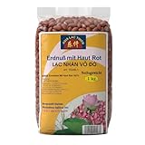 Premium Vietnamesische Erdnüsse mit roter Schale 1 kg – 100% Reine Natürliche Erdnüsse mit ganzer roter Schale (Lạc Nhân Vỏ Đỏ/Đậu Phộng Vỏ Đỏ) – Nährstoffreicher Superfood mit Antioxid (1kg)