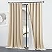 RYB HOME Heavy Faux Linen Curtains for Bedroom, Blackout Thermal Insulating Privacy Soundproof Pinch Pleated Drapes for Living Room Office Kids Nursery, Thatched Tan, W 52 x L 96 inch, 2 Pcs