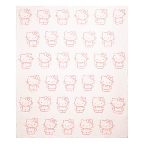Hello Kitty Feather Knit Fluffy Throw Blanket - Fuzzy Blanket Measures 50 x 60 Inch, Super Soft Soft Lightweight Pink Accent for Couch or Chair