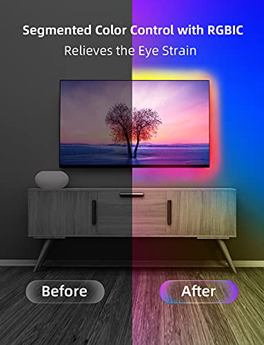 Image of ELEPHANTBOAT 3M LED Lights for TV Led Backlight TV Lights 32-60inch TV, RGBIC USB Led Strip Lights for TV Led Lights Sync with Music Bluetooth APP Control Led Strip Lights for Bedroom