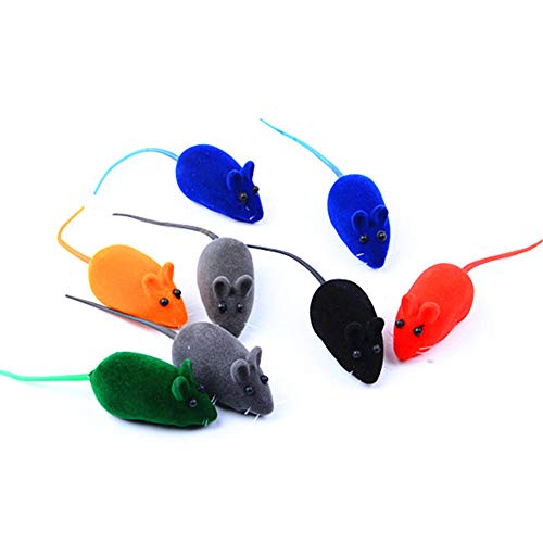 HNQH 5 peças de mouses para gato, rato de flocos de gato, rato de borracha vocal divertido, pequeno
