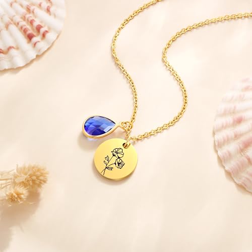 JoycuFF Birthday Gifts for Girls, Birthday Gifts for Her Birth Month Flower Birthstone Necklace 8 9 10 Year Old Happy Birthday Gifts for Girls4