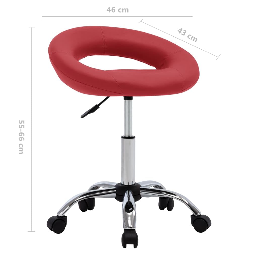 Taburete de trabajo con ruedas, piel sintética, altura ajustable con respaldo, giratorio, duradero, ideal para oficina, cosméticos, tatuajes, comodidad, resistente, 46 x 43 x 55 - 66 cm