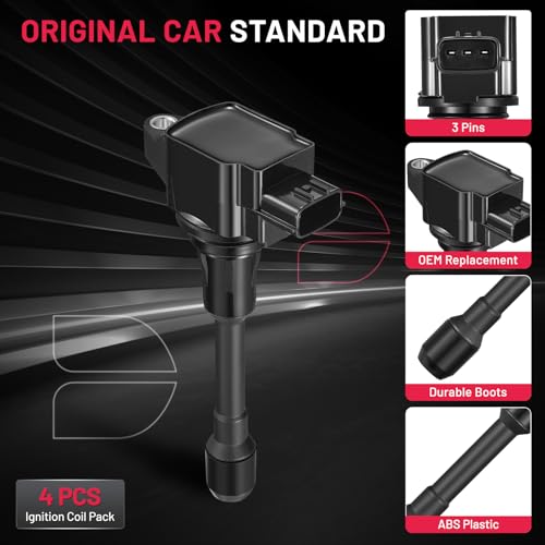 Image of BDFHYK Ignition Coil Packs UF719 Compatible with Nissan Frontier 05-17 March 13-14 Versa Note 14-19 Suzuki Equator 09-12 l4 1.6L 2.5L Nissan Oem Coil Pack Coil for GN10648 Set of 4