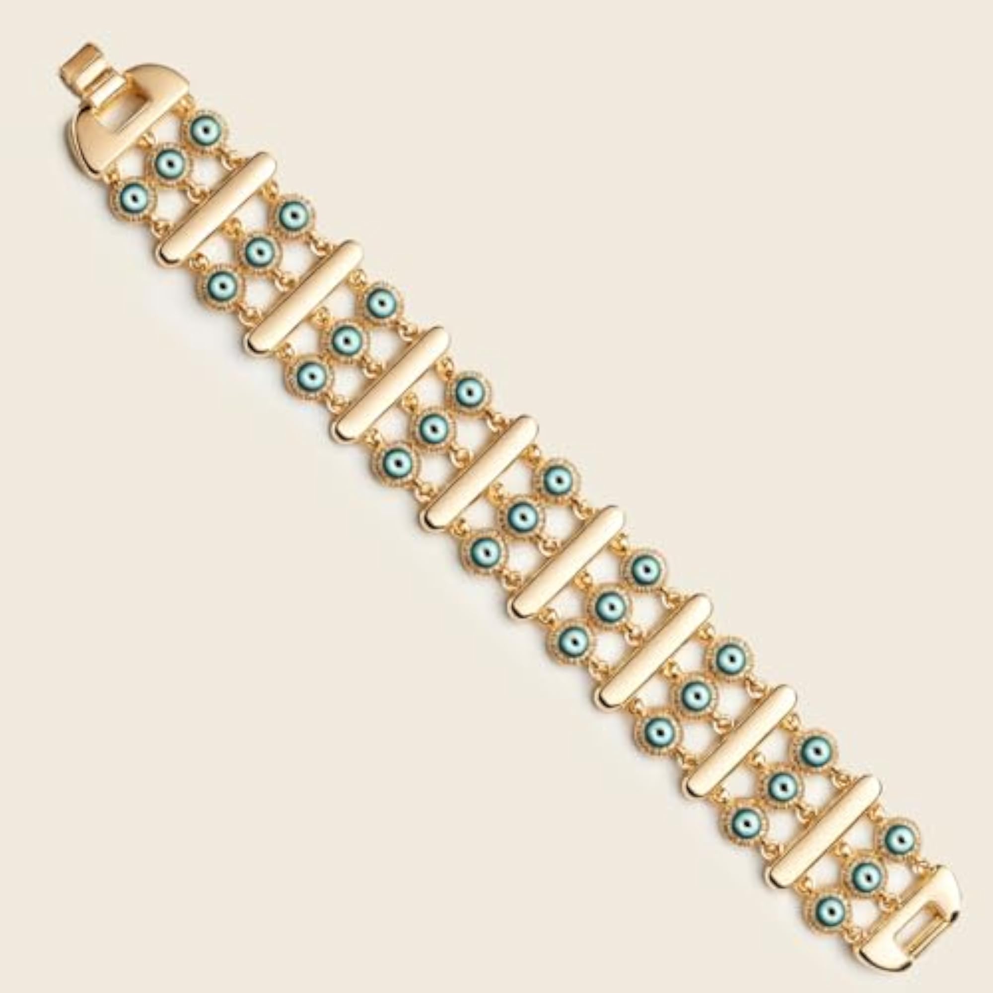 Women's Double-Layer Evil Eye Gold Bracelet, Modern Design