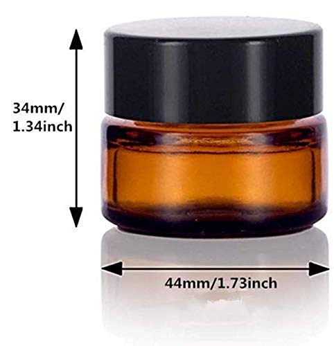 Healthcom 10 Pcs 15g/15ml Amber Glass Cosmetic Jars Empty Refillable Round Vials Pot Travel Containers Bottles Lotion Face Cream Makeup Containers with Liners Lids for Salve Cream Lip Balm Lotion2