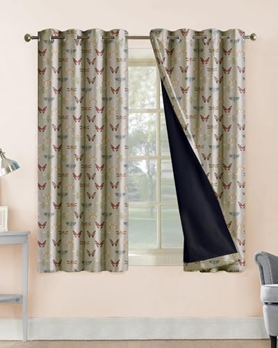 Image of Cloth Fusion Printed 100% Blackout Window Curtains 5 Feet Long Set of 2