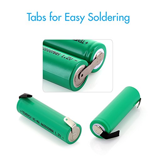 Tenergy 4 Pack 1.2V 2000Mah Nimh Rechargeable Aa Battery Flat Top With Tabs For Shavers, Trimmers, Razors, And More #TOP4