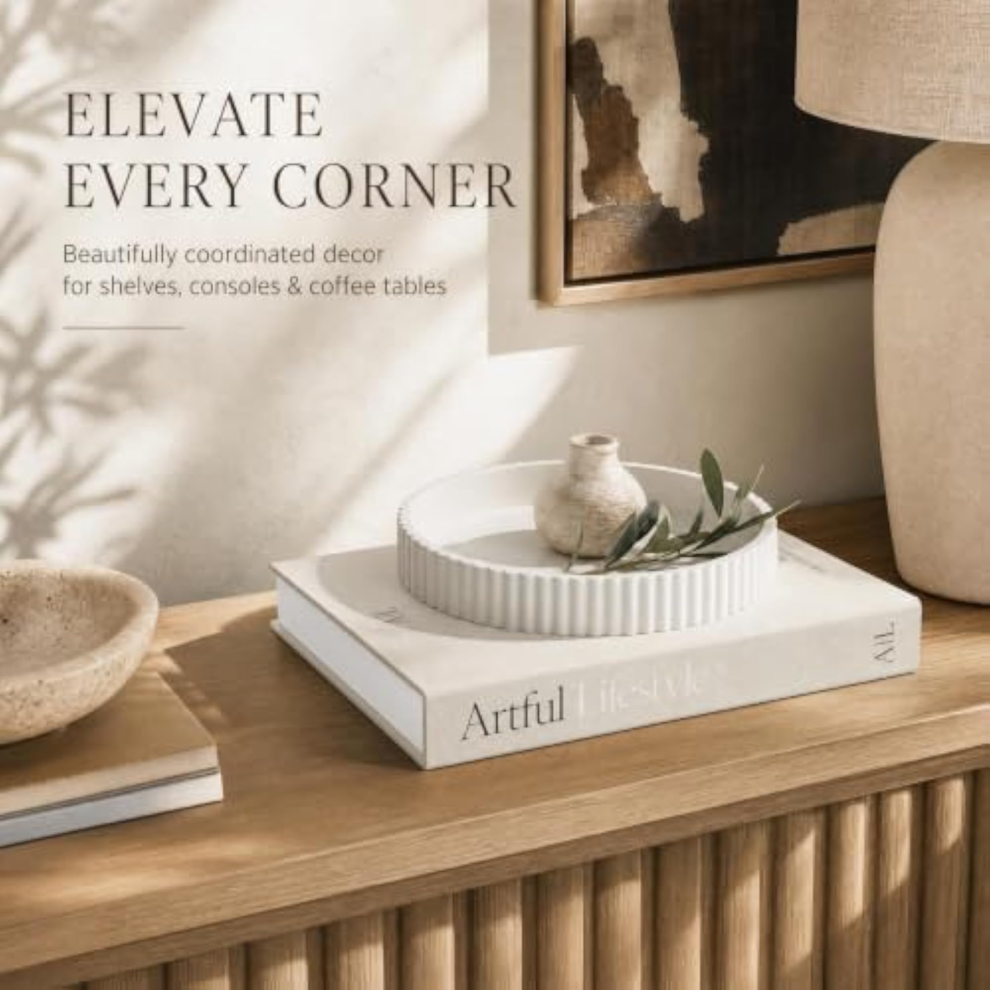 Decorative Concrete Tray & Book Decor Set