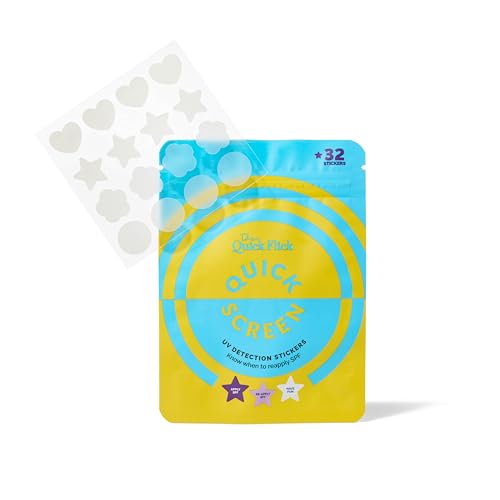 Precise UV Detection Sticker for Sunscreen – Know When to Reapply Sunscreen & Prevent Sunburn – UV Stickers for Adults and Kids – Water Resistant and Works with All Sunscreens – 32 Stickers